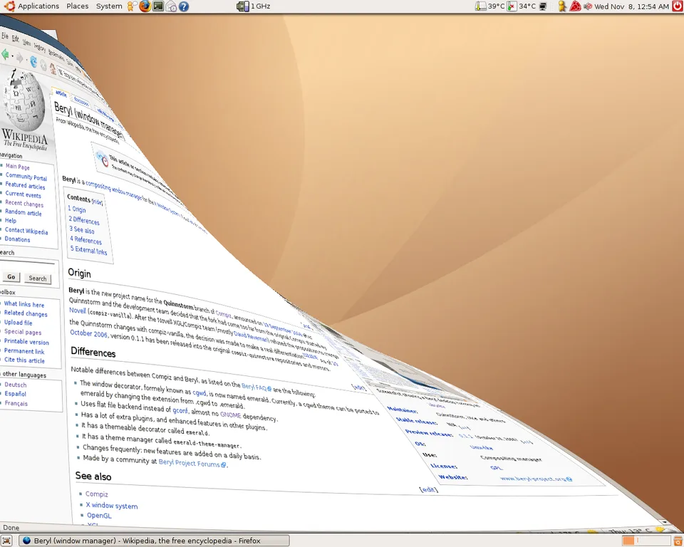 Beryl desktop with window effects