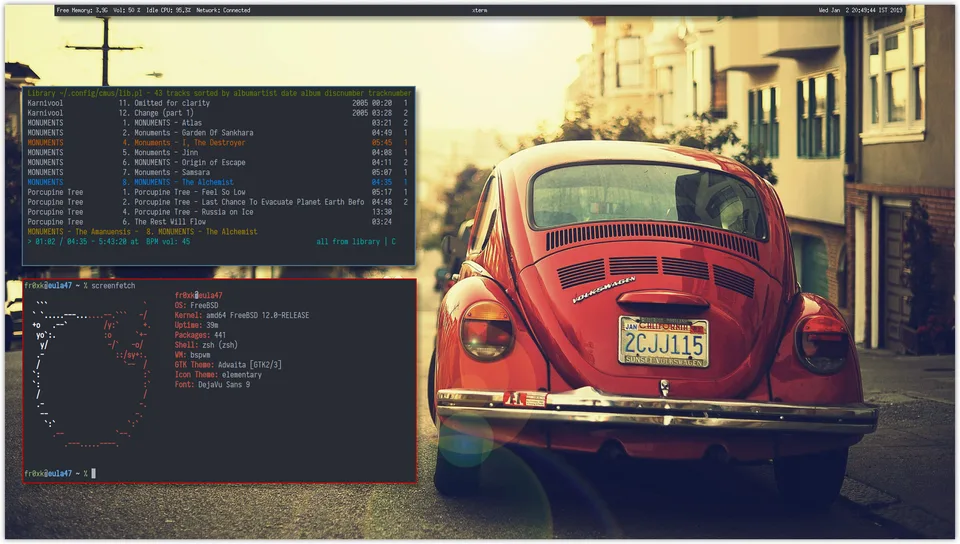 FreeBSD 12 desktop with bspwm
