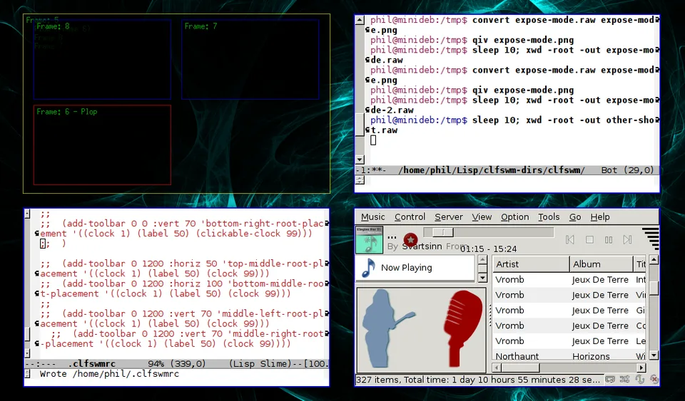CLFSWM multi-frame desktop