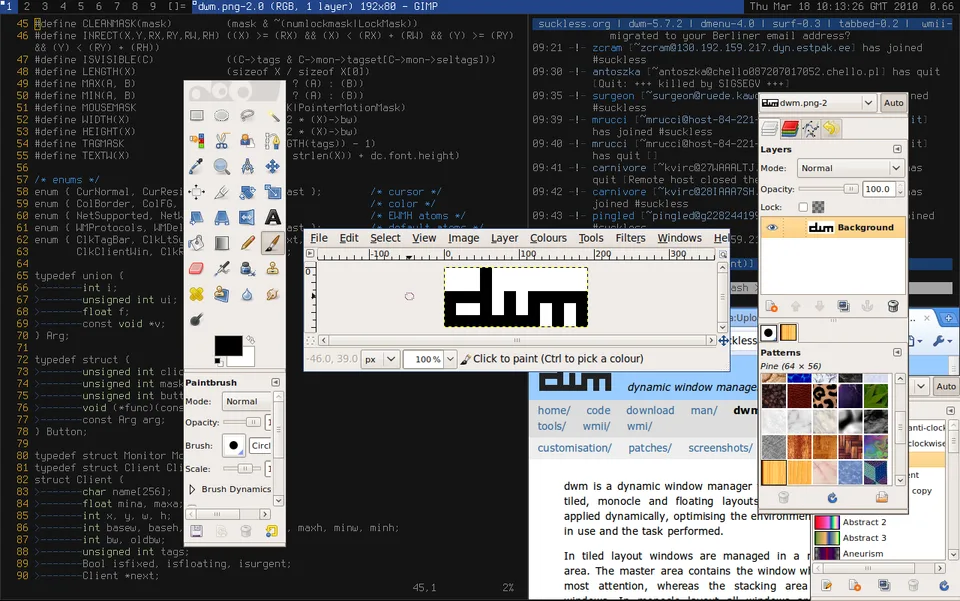 dwm in use, 18 March 2010