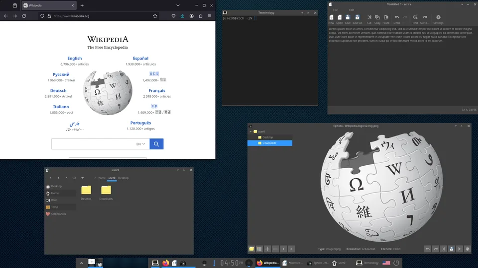 Enlightenment 0.26.0 desktop