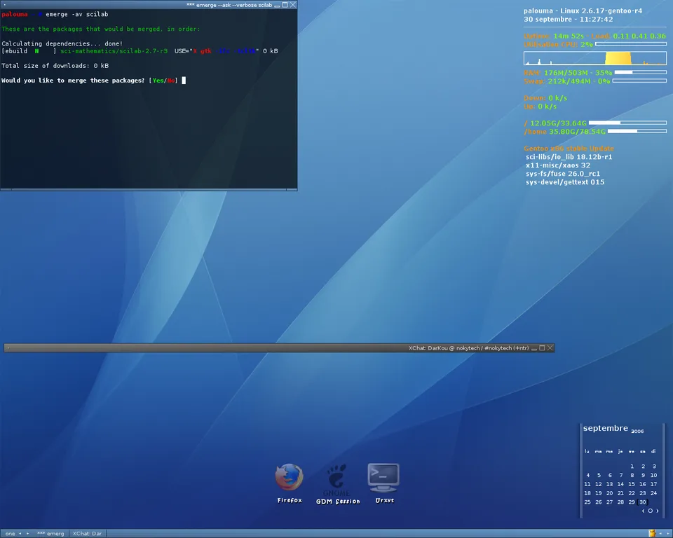 Fluxbox desktop, 30 September 2006