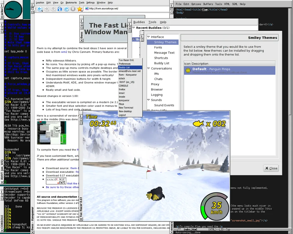 FLWM with several windows open