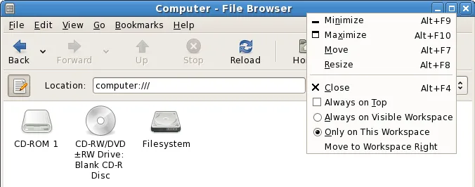 Metacity context menu on Nautilus