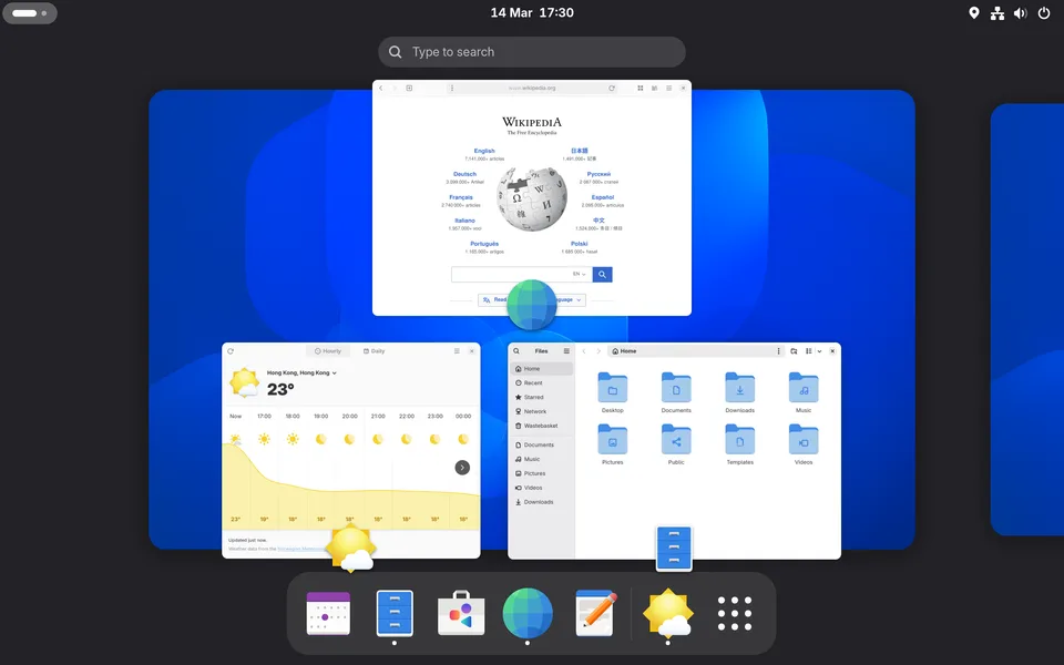 GNOME Shell desktop using Mutter
