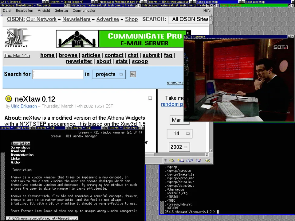 TreeWM desktop with nested windows and workspaces