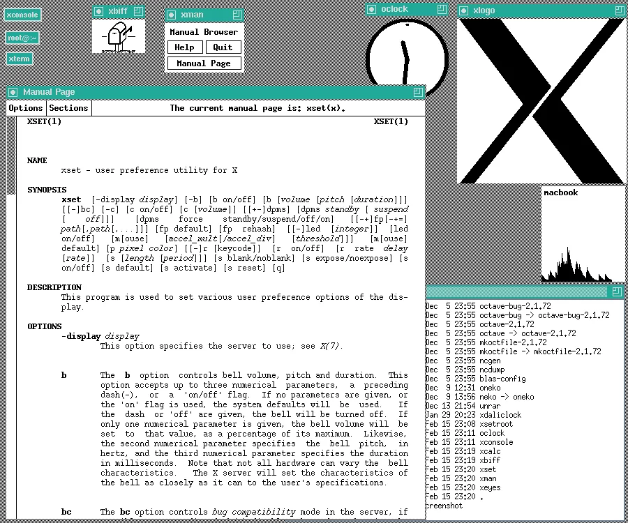 Classic X11 desktop running twm
