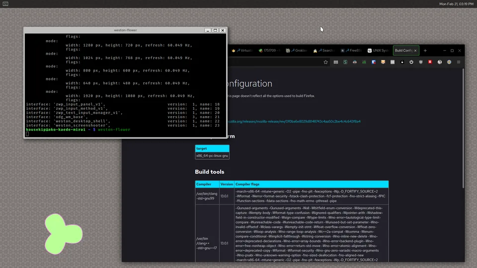 Weston 10 desktop screenshot