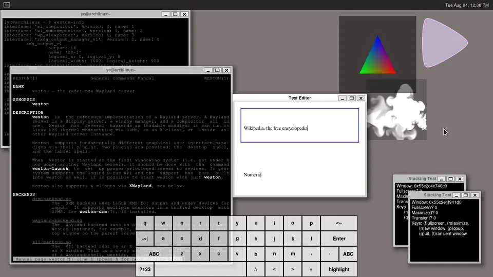 Weston demo clients on Arch Linux