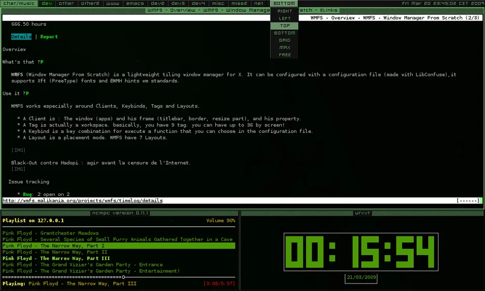 WMFS 0.1rc4 desktop